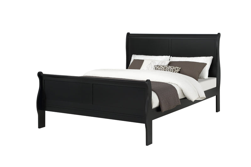 Louis Philip Black Modern Wooden Sleigh Bedroom Set