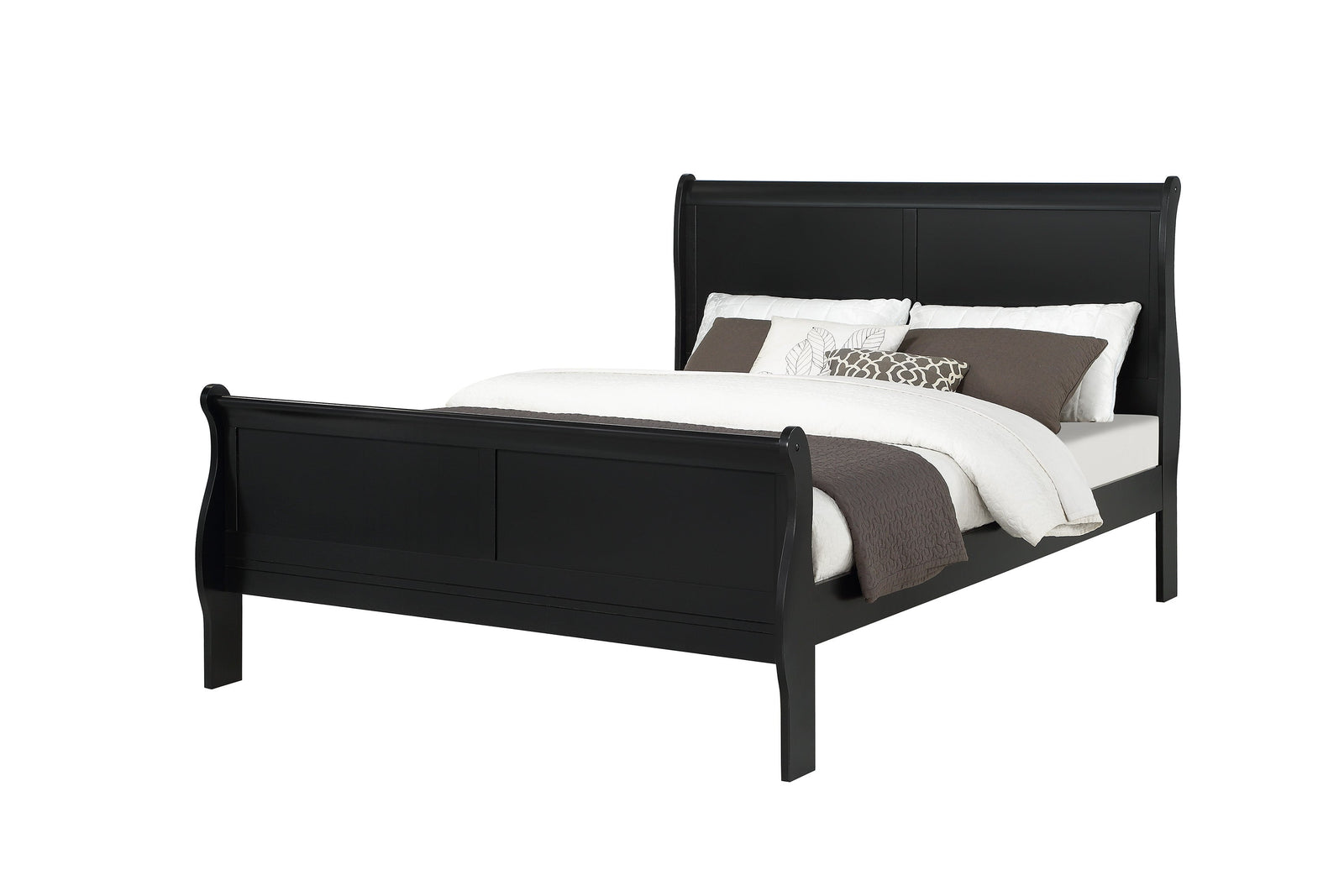 Louis Philip Black Classic And Modern Wood King Sleigh Bed