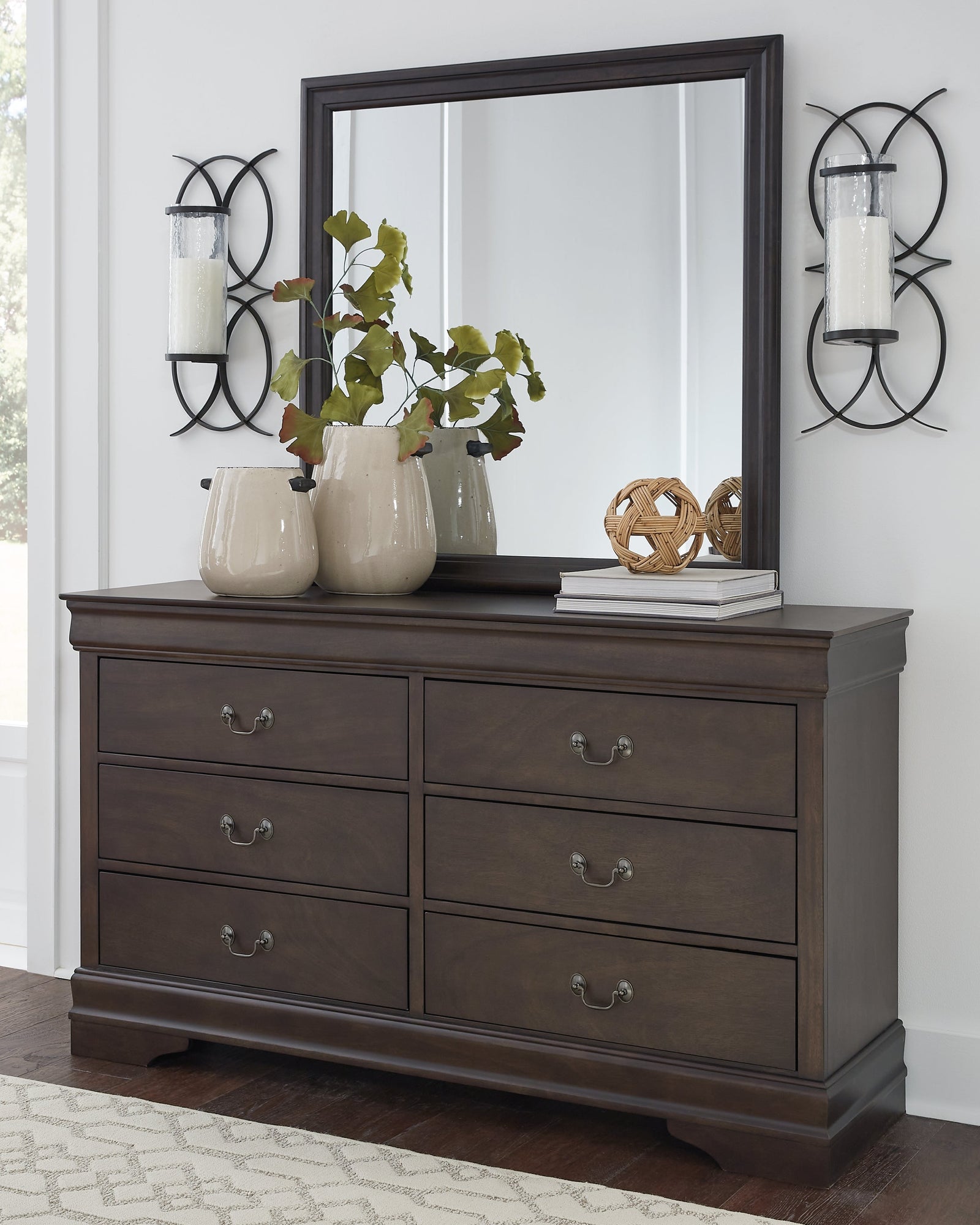 Leewarden Dark Brown Dresser And Mirror