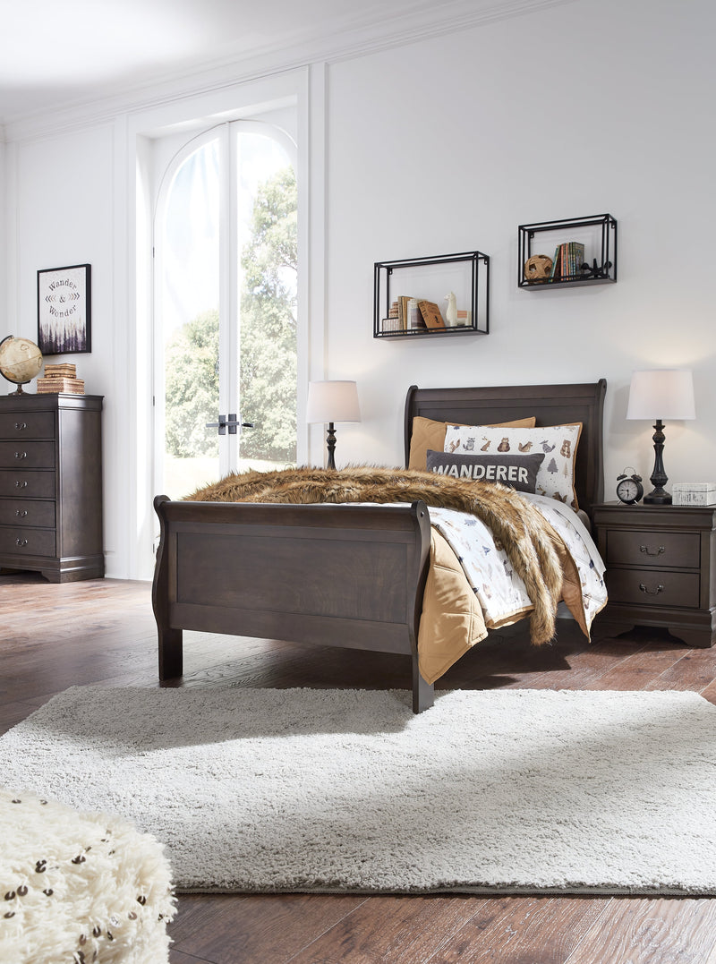 Leewarden Dark Brown Twin Sleigh Bed