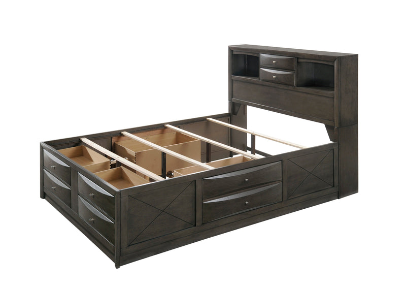 Emily Gray Oak Storage Platform Bedroom Set