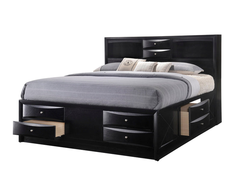 Emily Black Durable Storage Bookcase Platform Queen Bed