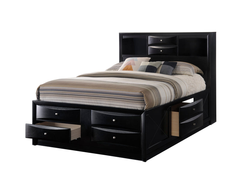 Emily Black Durable Bookcase Storage Platform King Bed