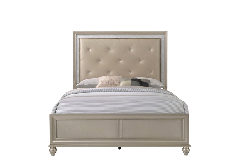 Lila Champagne Modern Faux Leather Upholstered Panel Bedroom Set
