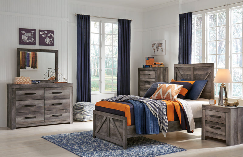 Wynnlow Gray Twin Crossbuck Panel Bed