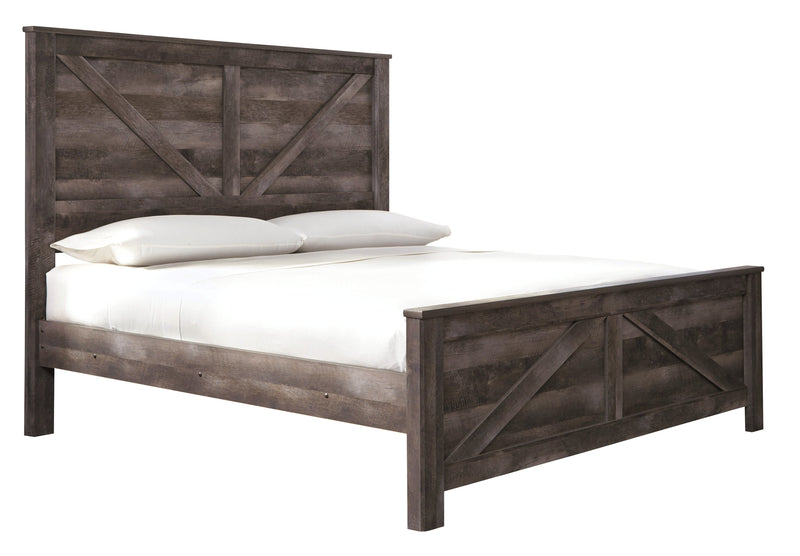 Wynnlow Gray King Crossbuck Panel Bed