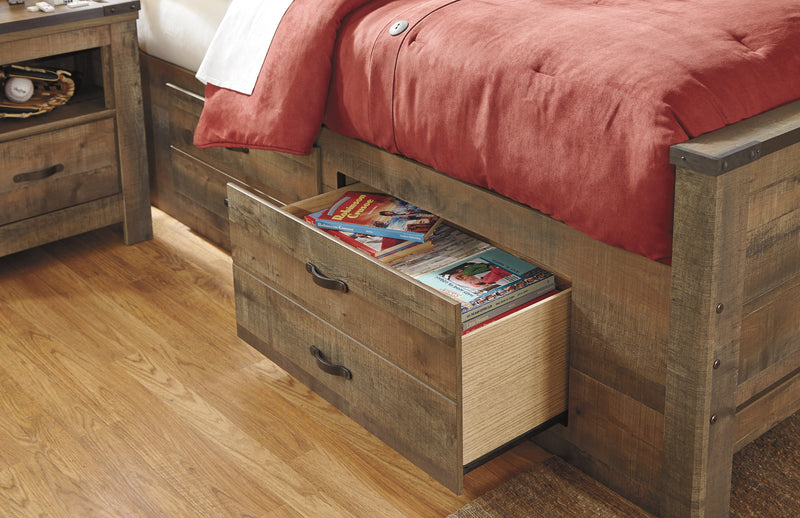 Trinell Brown Twin Bookcase Bed With 2 Storage Drawers