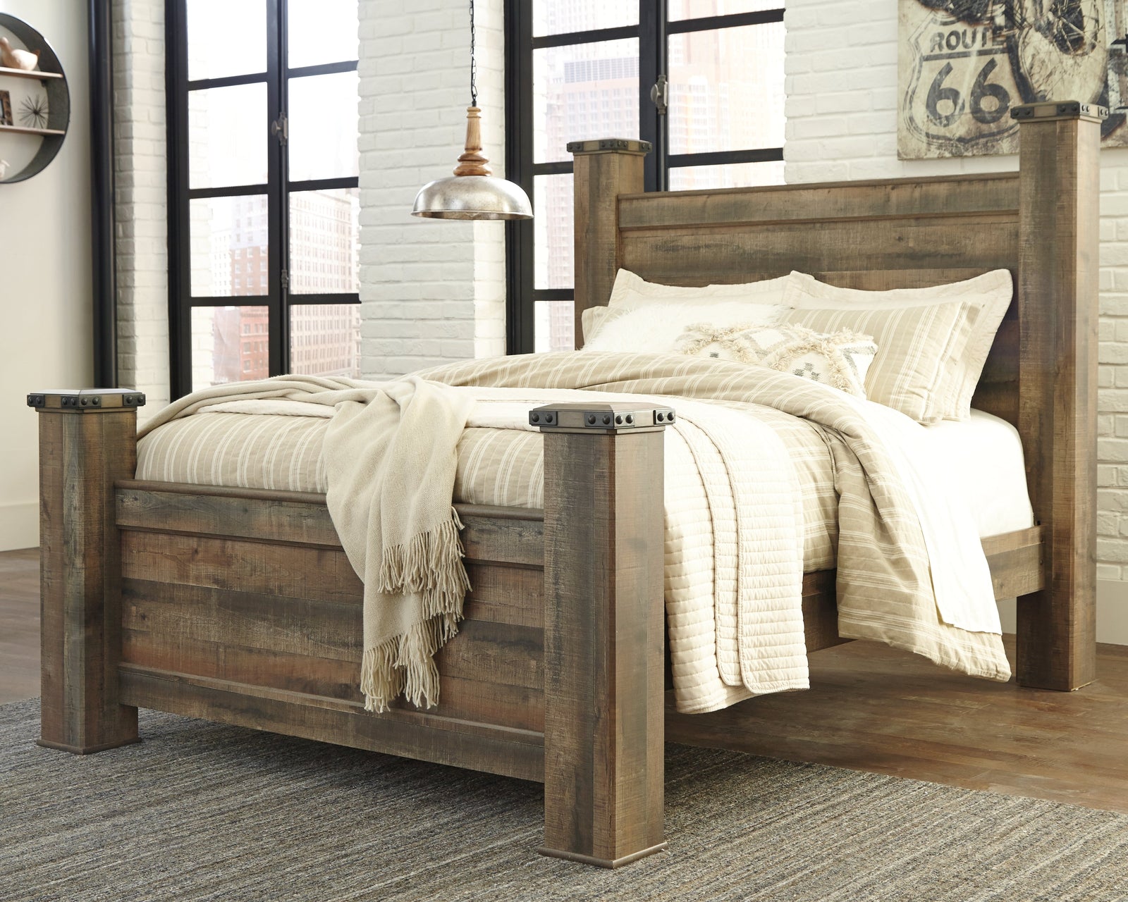 Trinell Brown Queen Poster Bed