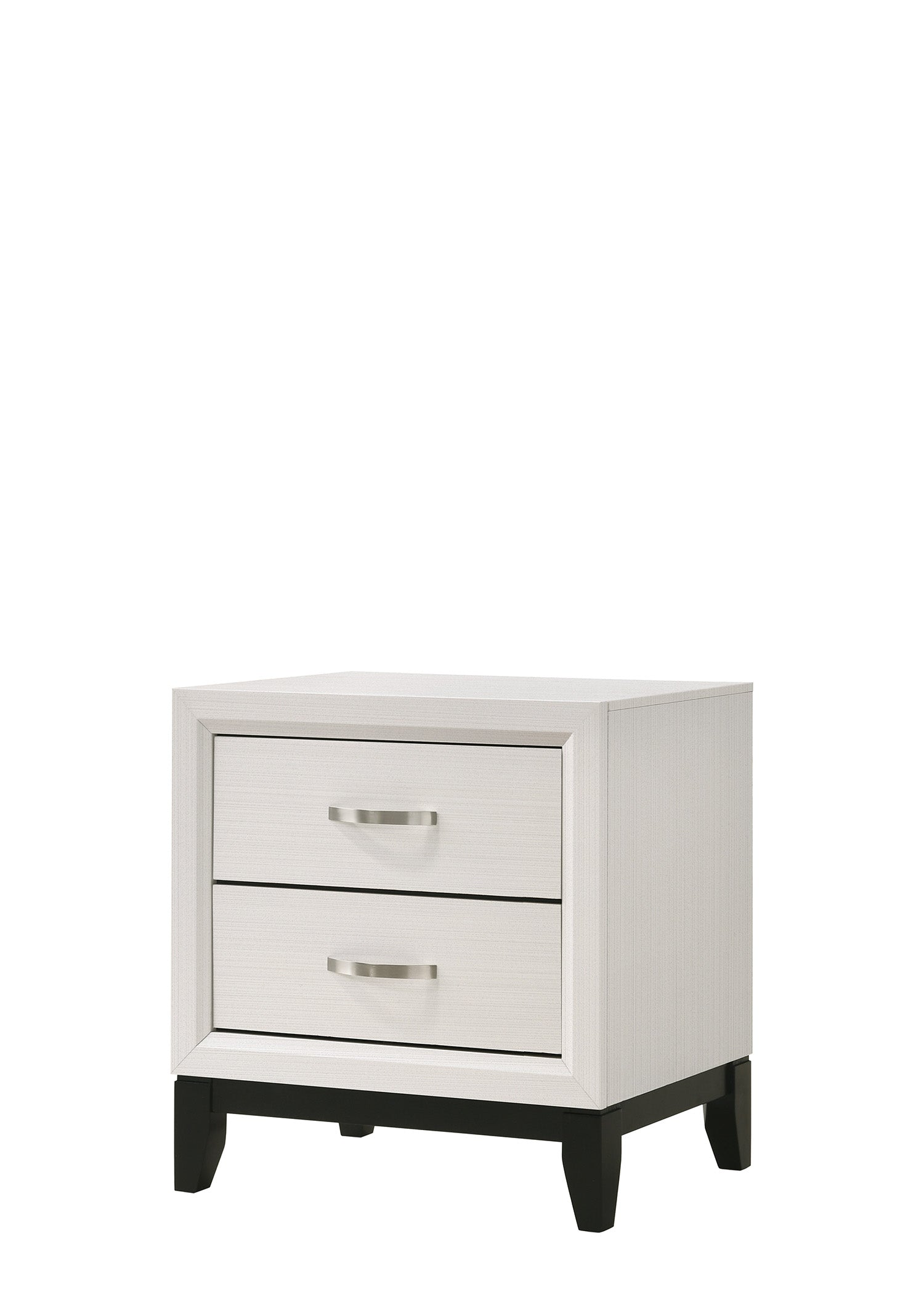 Akerson Night Stand Chalk, Modern Wood, Metal Curved 2 Drawers