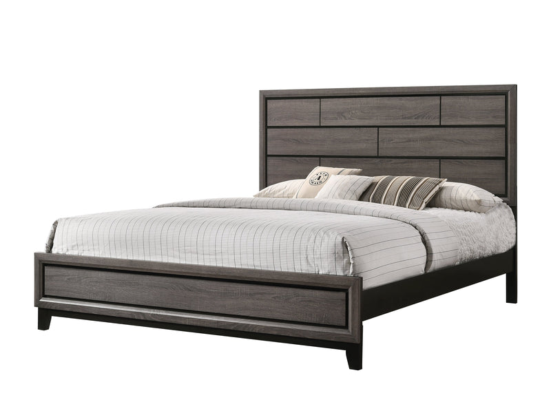 Akerson Gray Finish Wood Modern Rustic And Charm Queen Panel Bed