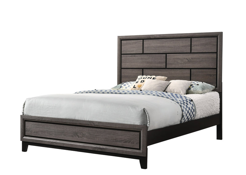 Akerson Gray Modern And Classic Wood King Panel Bed