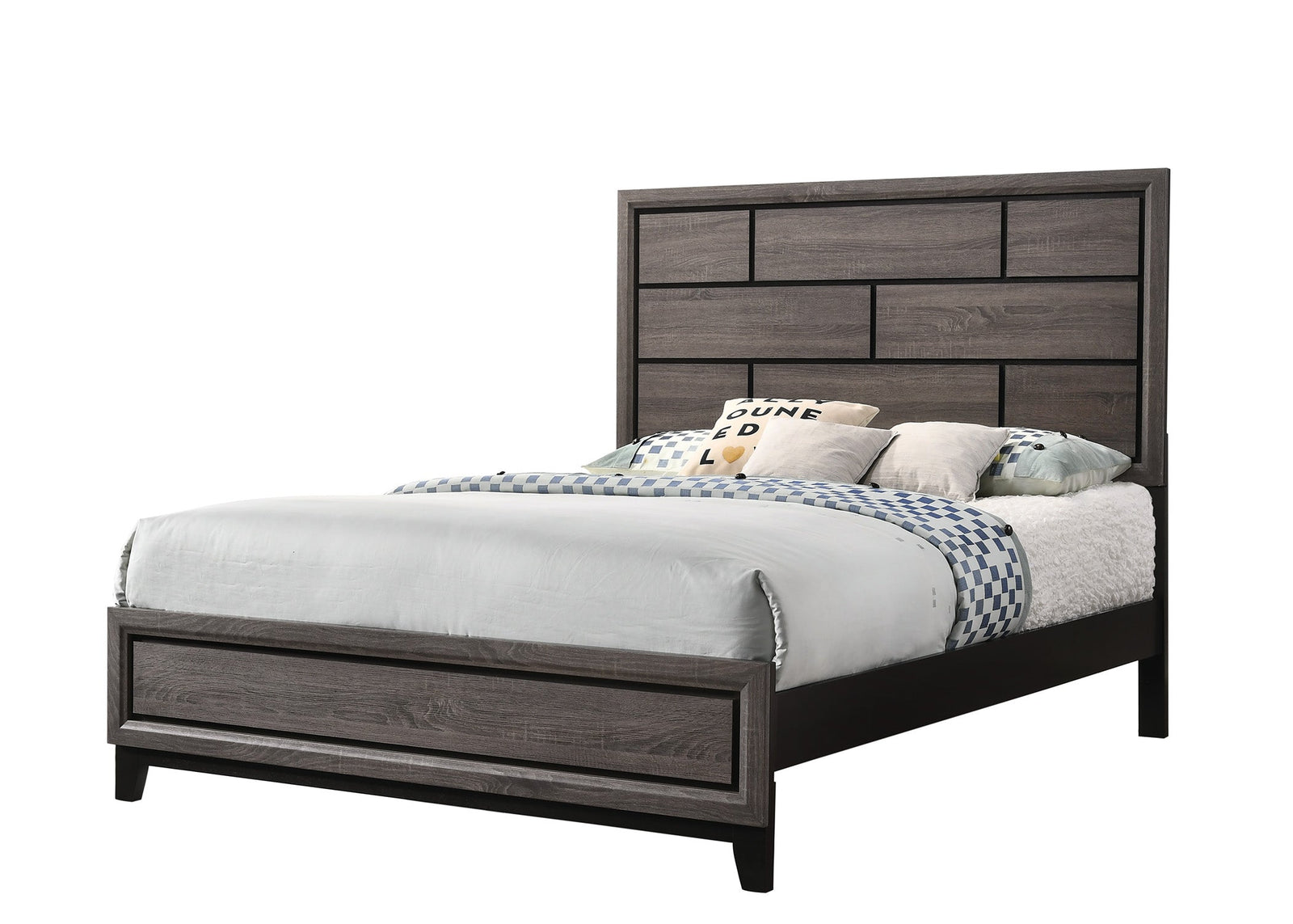 Akerson Gray Finish Wood Modern Rustic And Charm Twin Panel Bed