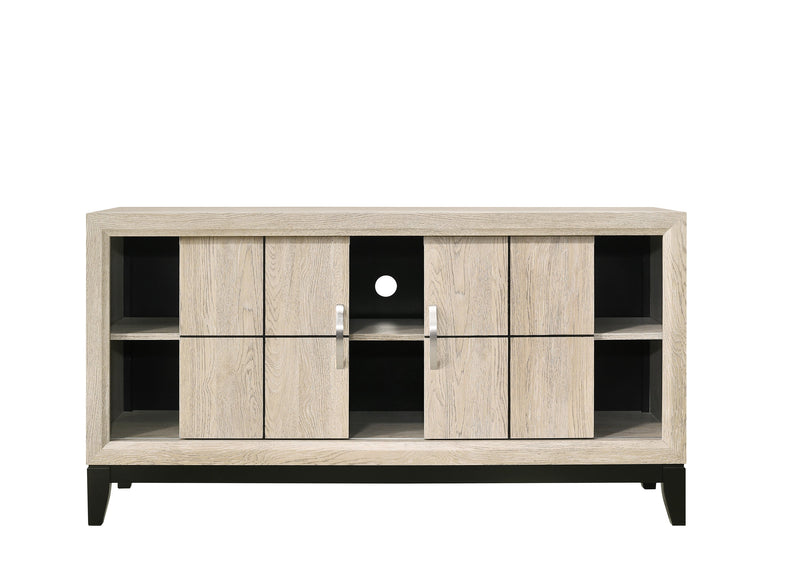 Akerson Cream Tv Stand Drift Wood, Driftwood Entertainment Console With Metal Legs With Storage Doors for Living Room