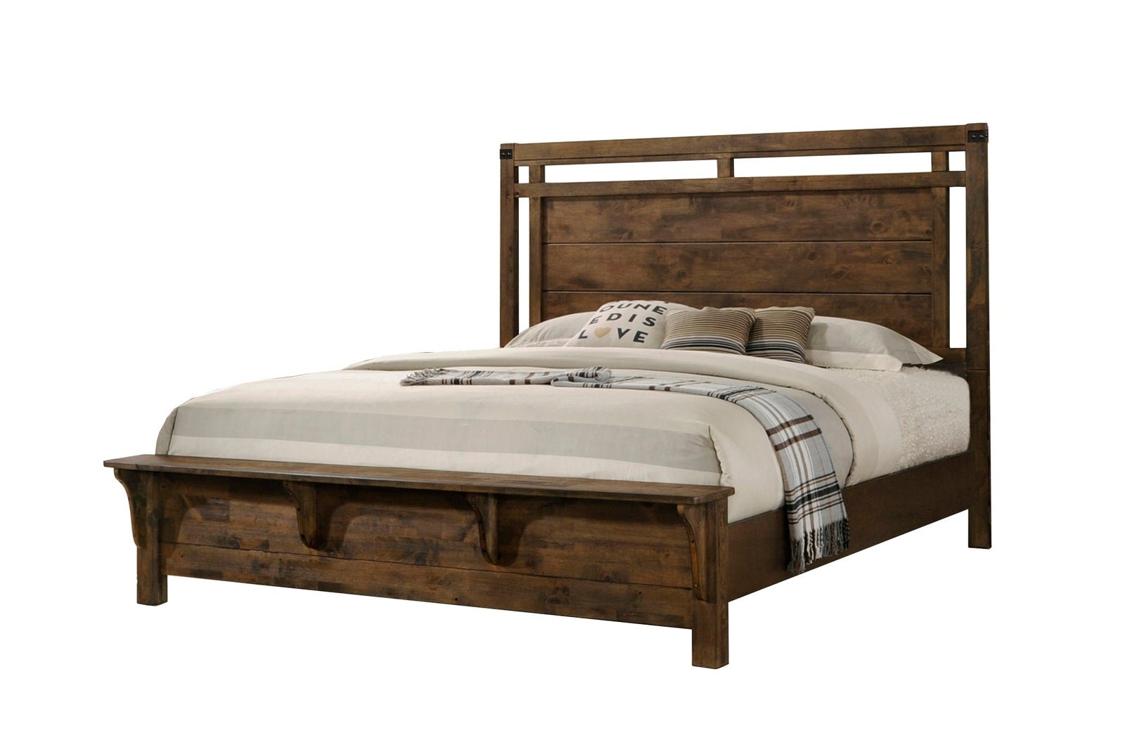 Curtis Brown Rustic Finish Modern Wood Queen Panel Bed