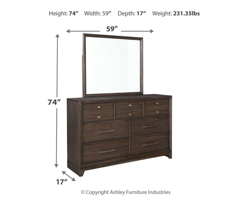 Brueban Rich Brown Dresser And Mirror