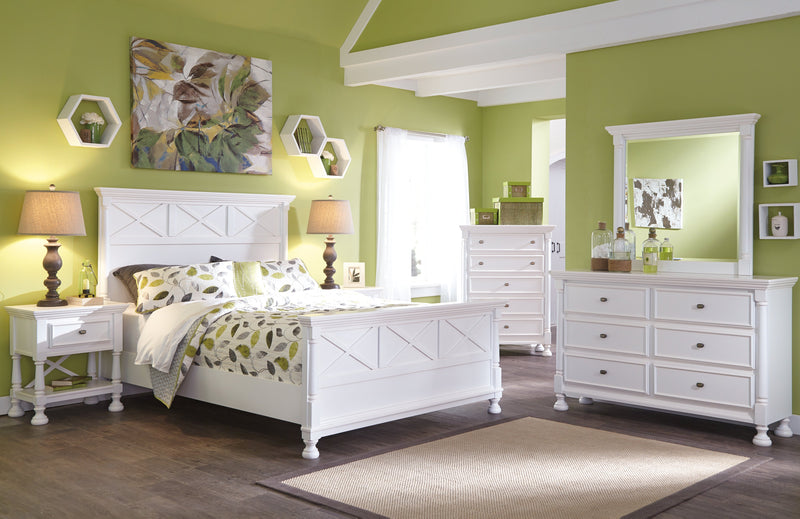 Kaslyn White Queen Panel Bed