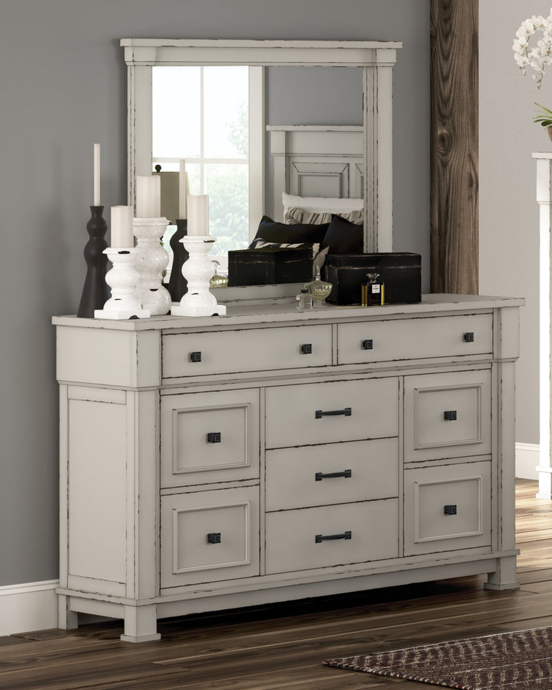 Jennily Whitewash Dresser And Mirror