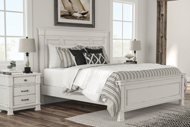 Jennily Whitewash King Panel Bed