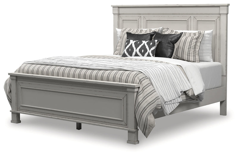 Jennily Whitewash King Panel Bed