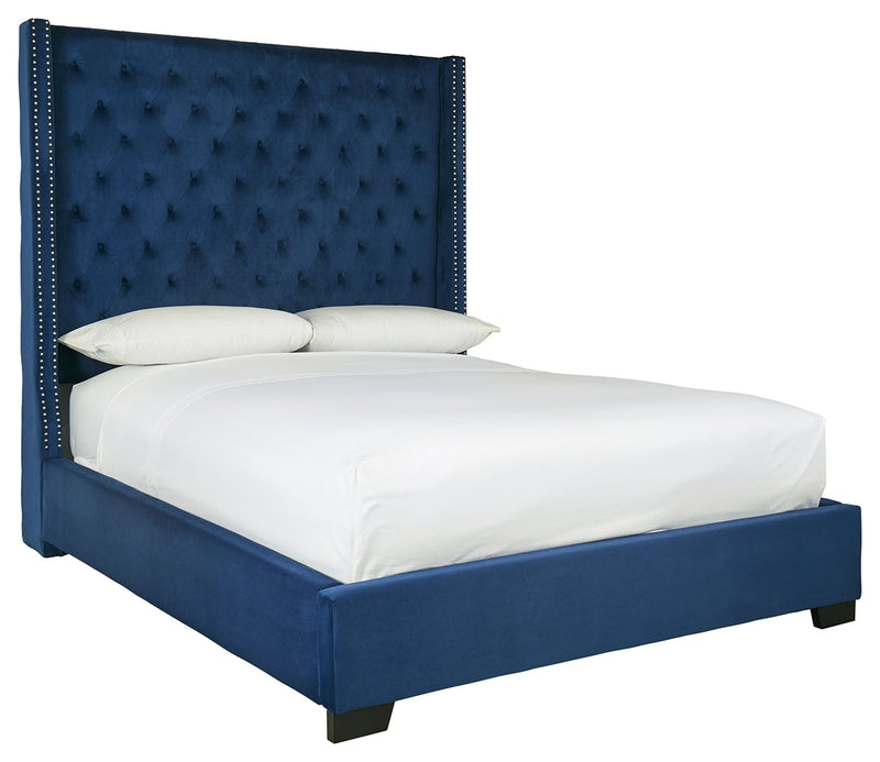 Coralayne Blue Queen Upholstered Bed