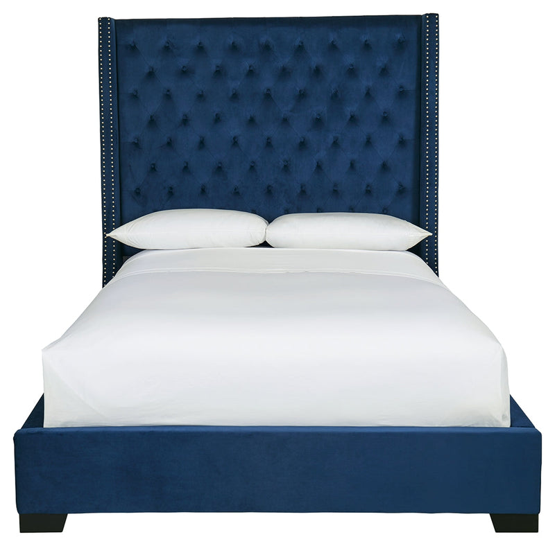 Coralayne Blue Queen Upholstered Bed