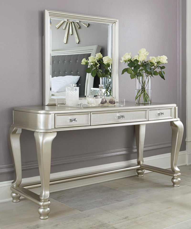 Coralayne Silver Youth Mirrored Vanity With Chair