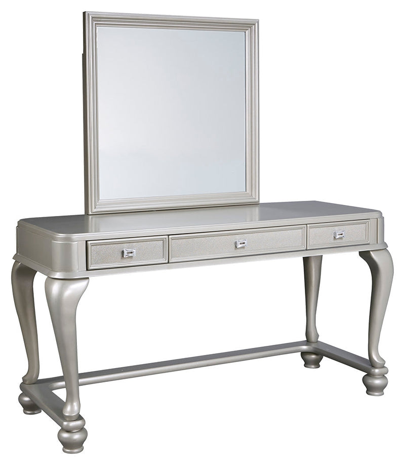 Coralayne Silver Youth Mirrored Vanity With Chair