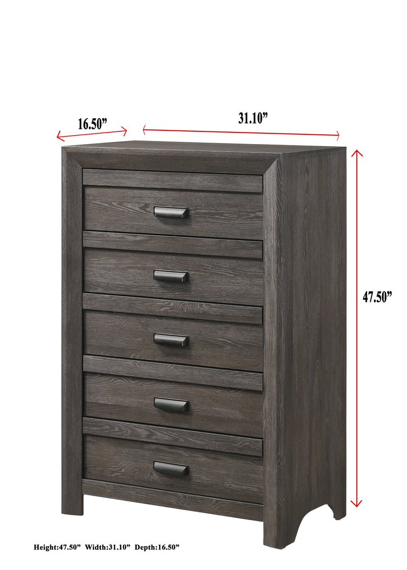Adelaide Chest Brown, Contemporary Modern Wood, 5 Drawers