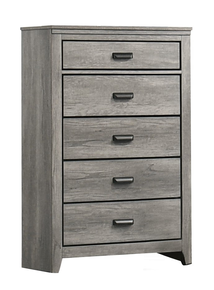 Carter Night Stand Gray, Rustic And Contemporary Modern Wood, 2 Spacious Drawers