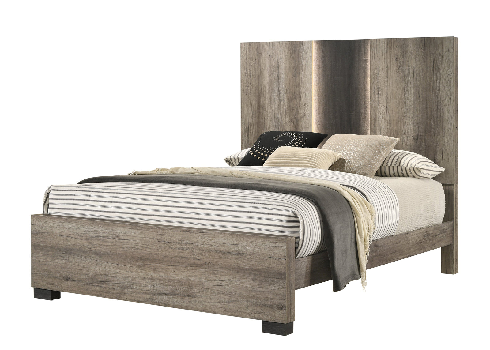 Rangley Light-Brown Contemporary Modern Wood King Panel Bed