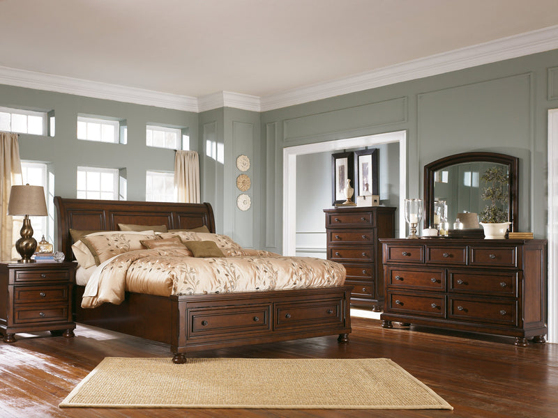 Porter Rustic Brown King Sleigh Bed