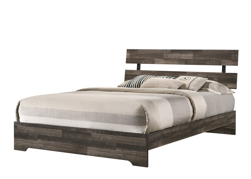 Atticus Brown Finish Modern And Rustic Wood Platform Bedroom Set