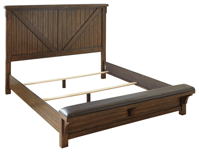 Lakeleigh Brown Queen Panel Bed With Upholstered Bench