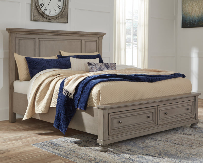 Lettner Light Gray Queen Panel Storage Bed