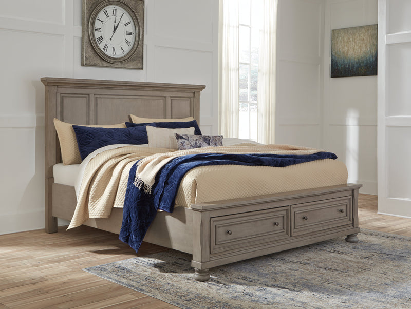 Lettner Light Gray Queen Panel Storage Bed