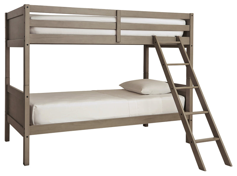 Lettner Light Gray Twin Bunk Bed With Ladder