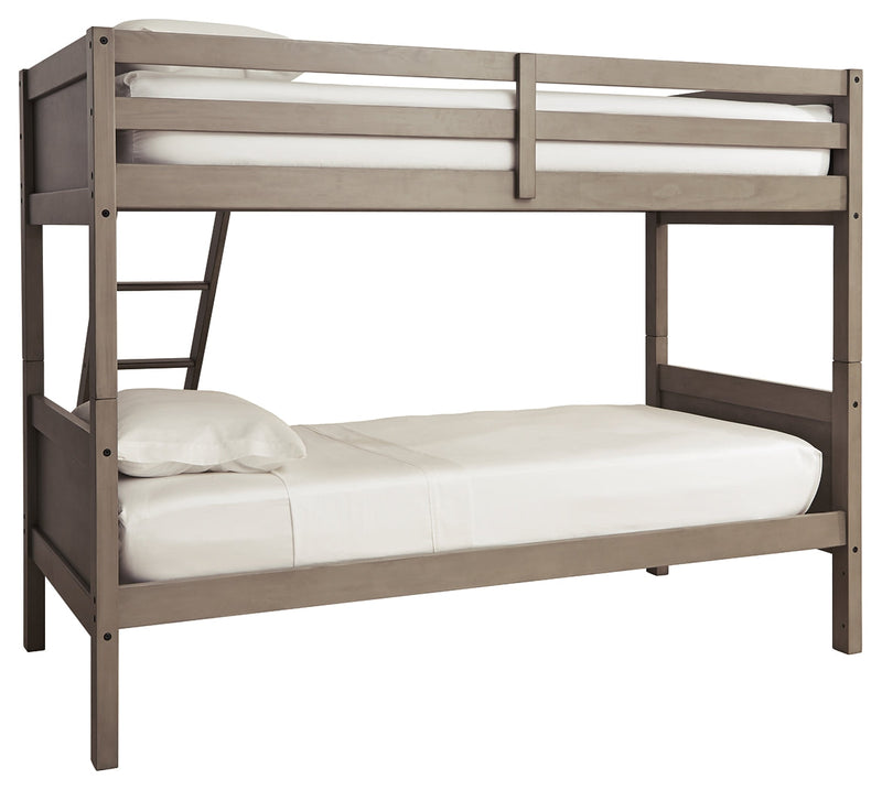 Lettner Light Gray Twin Bunk Bed With Ladder