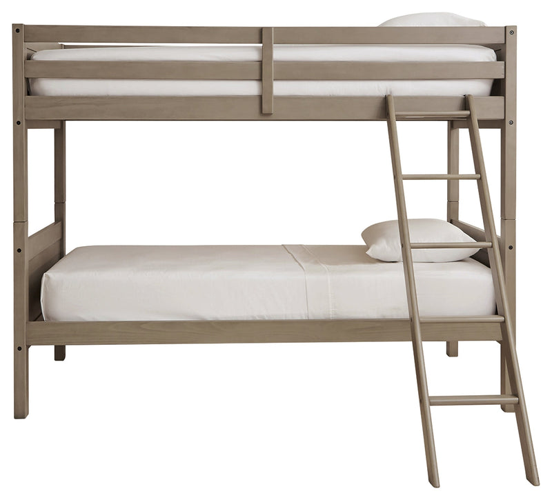 Lettner Light Gray Twin Bunk Bed With Ladder