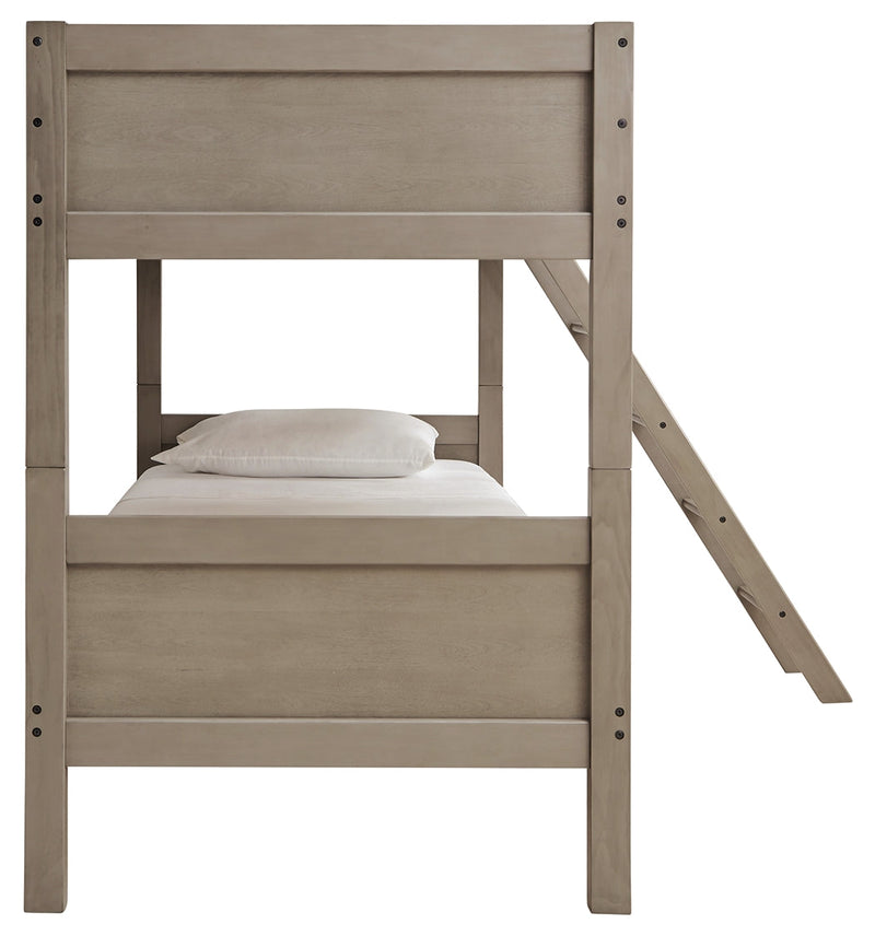 Lettner Light Gray Twin Bunk Bed With Ladder