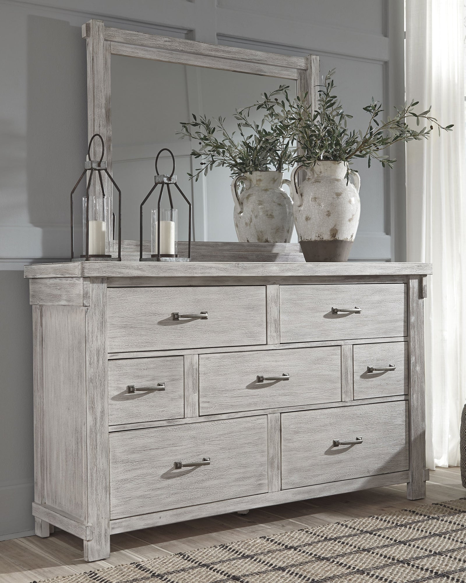 Brashland White Dresser And Mirror