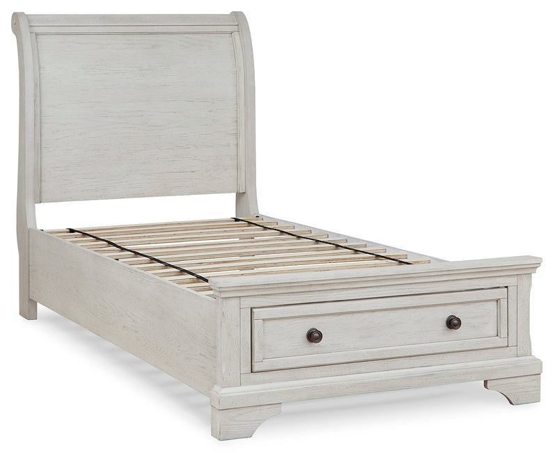 Robbinsdale Antique White Twin Sleigh Storage Bed