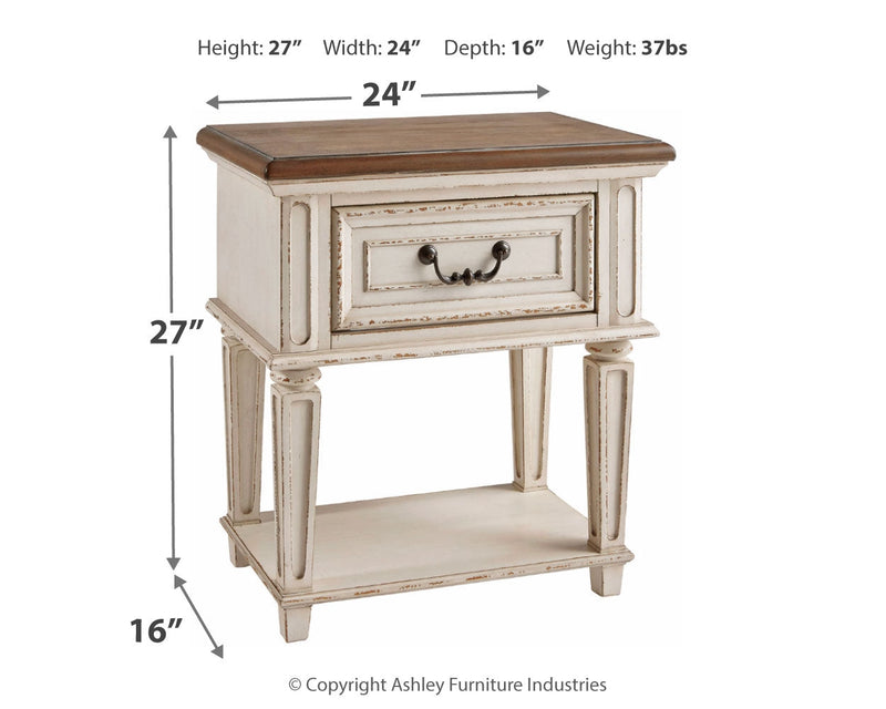 Realyn Chipped White Nightstand