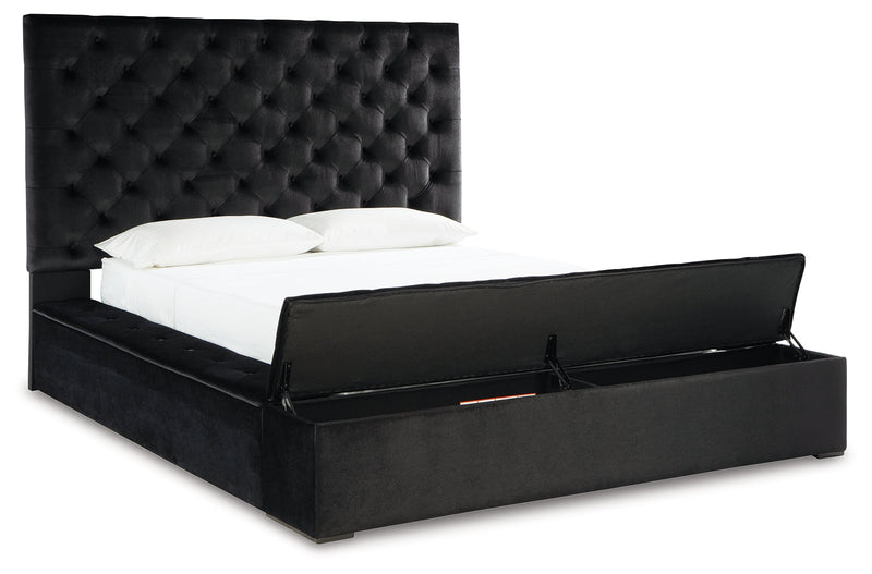 Lindenfield Black Queen Upholstered Bed With Storage