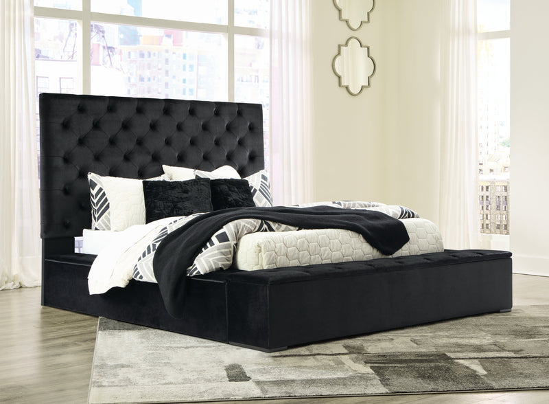 Lindenfield Black Queen Upholstered Bed With Storage