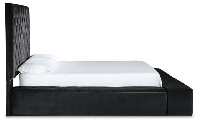 Lindenfield Black Queen Upholstered Bed With Storage