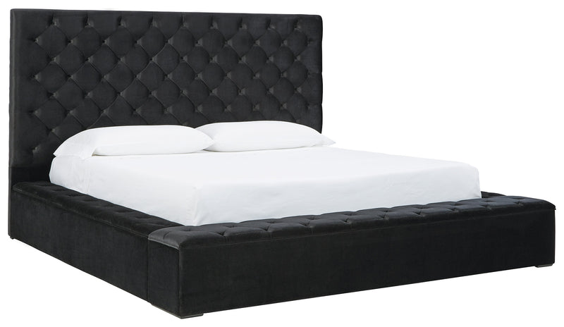 Lindenfield Black Queen Upholstered Bed With Storage