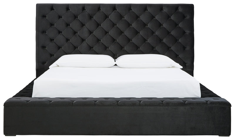 Lindenfield Black Queen Upholstered Bed With Storage