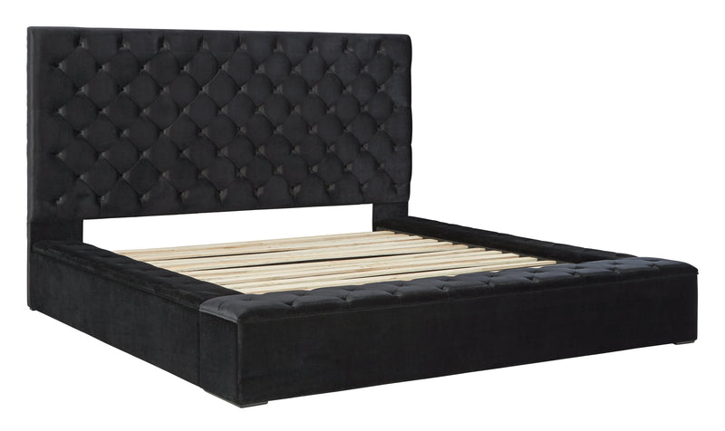 Lindenfield Black Queen Upholstered Bed With Storage