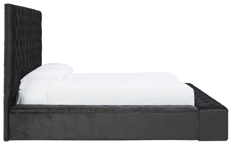 Lindenfield Black Queen Upholstered Bed With Storage