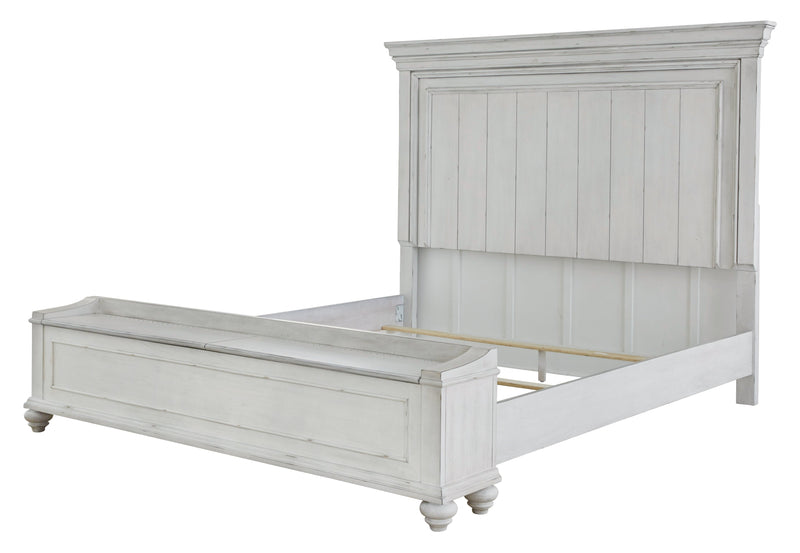 Kanwyn Whitewash King Panel Bed With Storage Bench